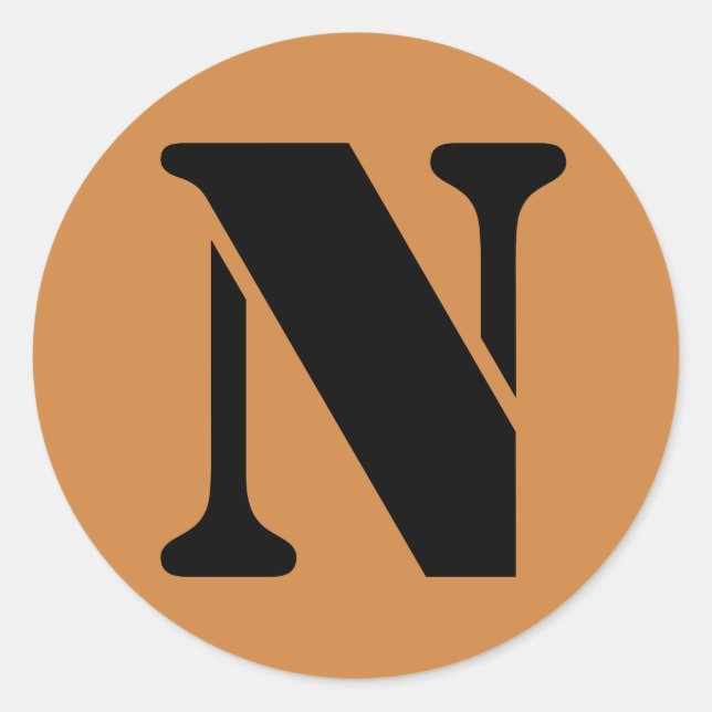 Letter N Stencil Alphabet von Janz Peru Gold Runder Aufkleber (Vorderseite)