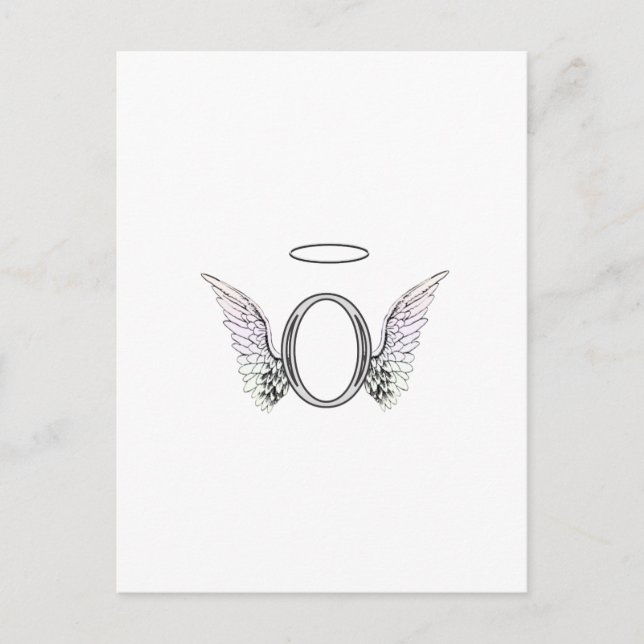 Letter O Anfangsmonogramm mit Angel Wings & Halo Postkarte (Vorderseite)