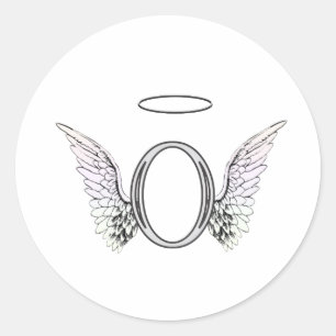Letter O Anfangsmonogramm mit Angel Wings & Halo Runder Aufkleber
