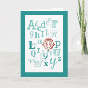 Letter O Anfangsname Alphabet Geburtstag Aquamarin Karte