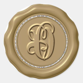 *~* Letter O Diamond Circle GOLD Wax Siegel Sticke Runder Aufkleber