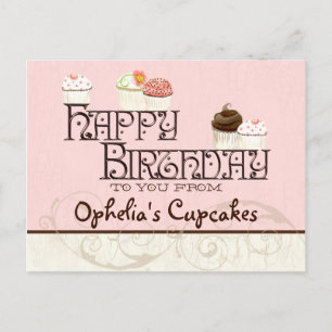 Letter O Happy Birthday Cupcake Business Postkarte