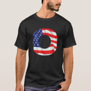 Letter O Hauptstadt Alphabet USA Flag Monogo T-Shirt