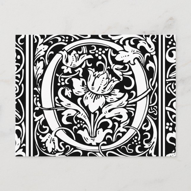 Letter O mittelalterliche Monogram Art Nouveau Postkarte (Vorderseite)