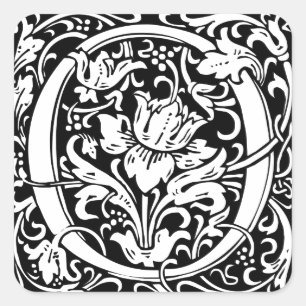 Letter O mittelalterliche Monogram Art Nouveau Quadratischer Aufkleber