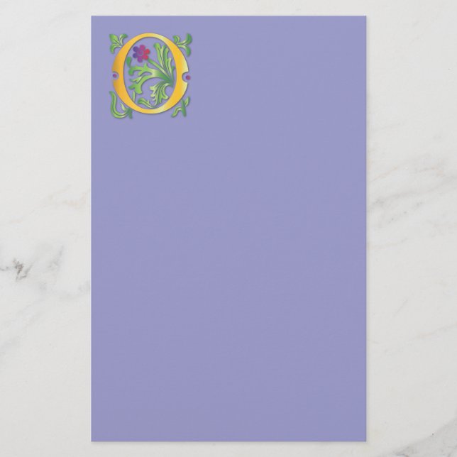 Letter O Monogram-Lilie Briefpapier (Vorderseite)