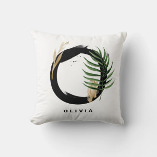 Letter O Monogram Palm Blätter Tropical Kissen