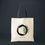 Letter O Monogram | Tropical Leaves Bridesmaid Tragetasche<br><div class="desc">Customizable letter O monogram tote bag featuring watercolor tropical palm leaf,  faux gold foil leaf and black watercolor brush accents. Personalize this tropical monogram tote bag by adding your name or other details. This boho letter O monogram bag will be perfect as a gift. Other letters are available.</div>