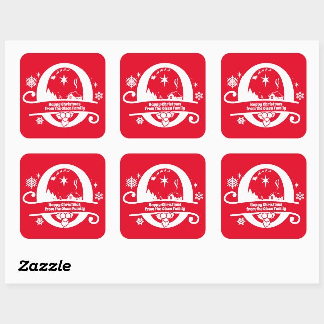 Letter O Monogramm Anfangsname Grußwort Quadratischer Aufkleber (Blatt)