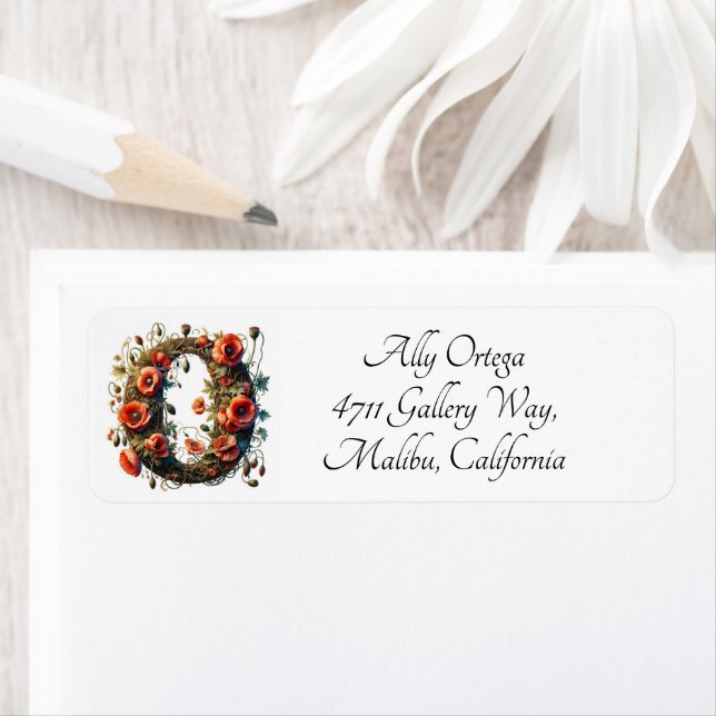 Letter O Poppy Elegantes Blumendesign (Insitu)