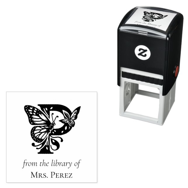 Letter P Butterfly Monogramm aus der Bibliothek Permastempel (Beispiel)