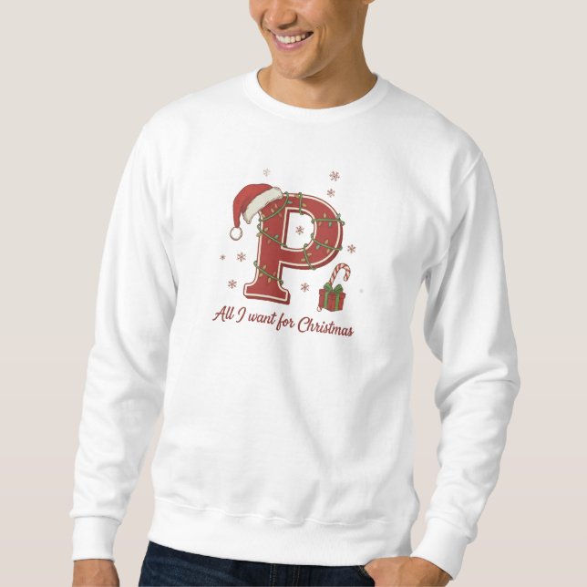 Letter P Christmas Monogram Design Sweatshirt (Vorderseite)