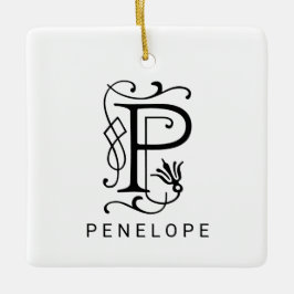 Letter P Elegant Monogram Christmas Ornament