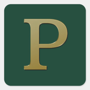 Letter P Gold Square Sticker