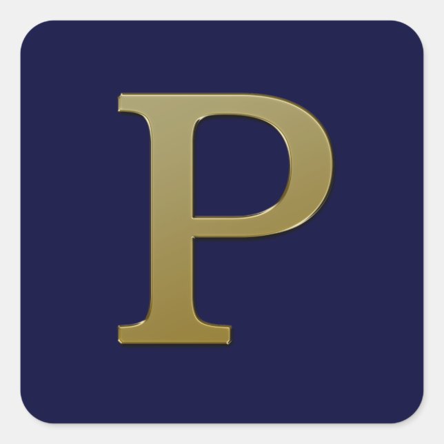 Letter P Gold Square Sticker (Vorderseite)