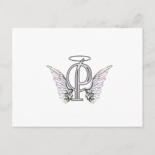 Letter P Initial Monogram mit Angel Wings & Halo Postkarte