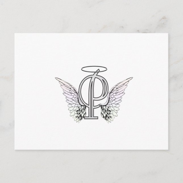 Letter P Initial Monogram mit Angel Wings & Halo Postkarte (Vorderseite)