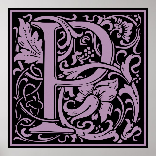 Letter P Medieval Monogramm Vintag Poster (Vorne)