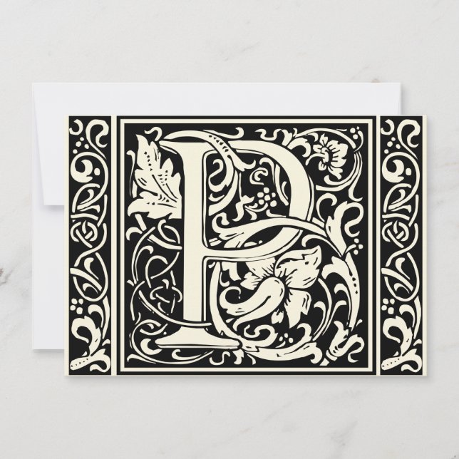 Letter P Mittelalterliche Monogram Art Nouveau Einladung (Vorderseite)