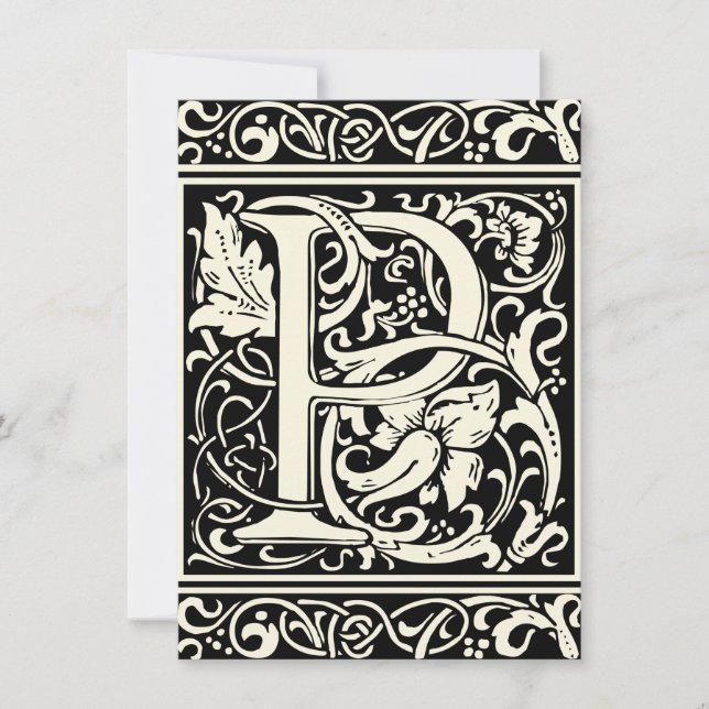Letter P Mittelalterliche Monogram Art Nouveau Einladung (Vorderseite)