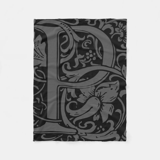 Letter P Mittelalterliche Monogram Art Nouveau Fleecedecke (Vorderseite)