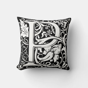 Letter P Mittelalterliche Monogram Art Nouveau Kissen