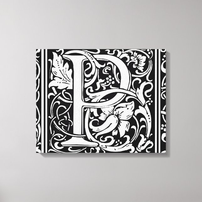 Letter P Mittelalterliche Monogram Art Nouveau Leinwanddruck (Vorderseite)