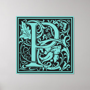 Letter P Mittelalterliche Monogram Art Nouveau Leinwanddruck