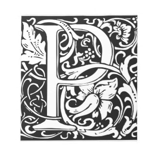 Letter P Mittelalterliche Monogram Art Nouveau Notizblock