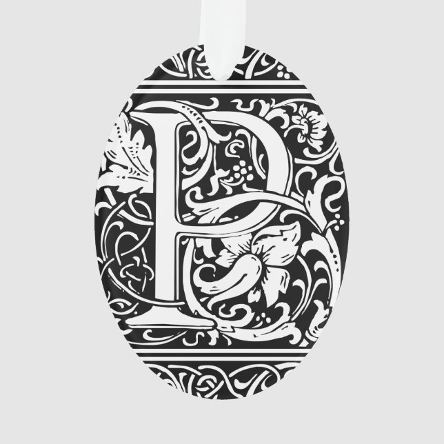 Letter P Mittelalterliche Monogram Art Nouveau Ornament (Rückseite)
