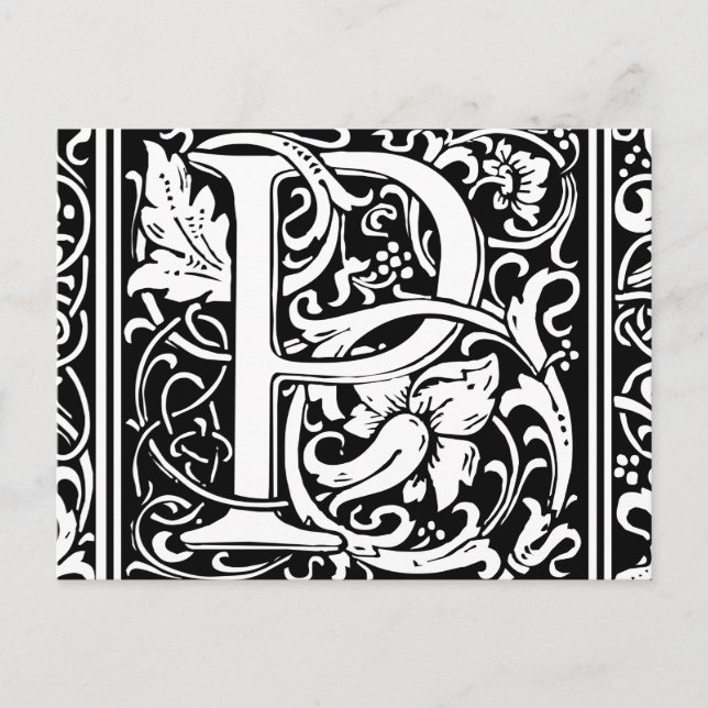 Letter P Mittelalterliche Monogram Art Nouveau Postkarte (Vorderseite)