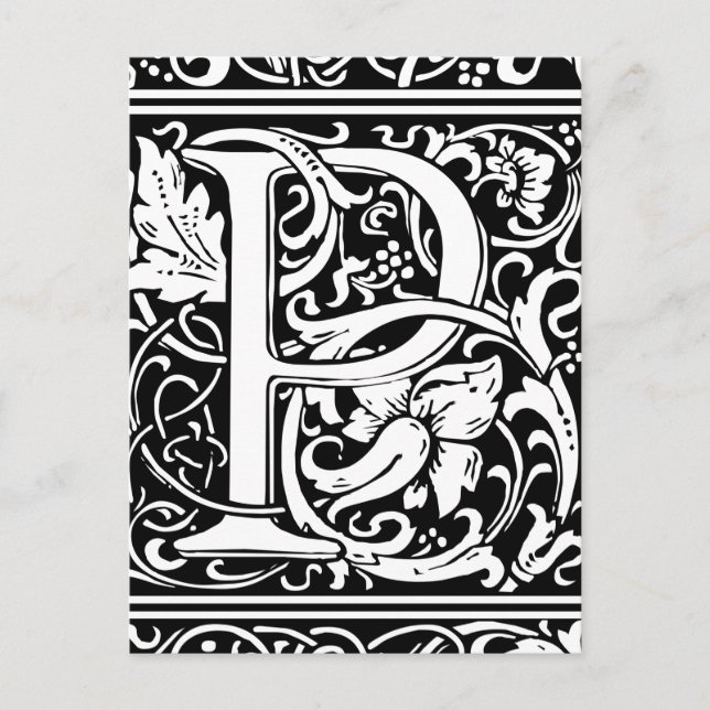 Letter P Mittelalterliche Monogram Art Nouveau Postkarte (Vorderseite)