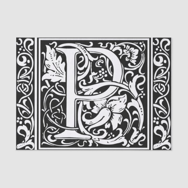 Letter P Mittelalterliche Monogram Art Nouveau Seidenpapier (Vorderseite)
