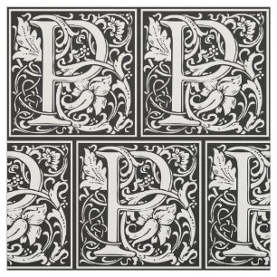Letter P Mittelalterliche Monogram Art Nouveau Stoff