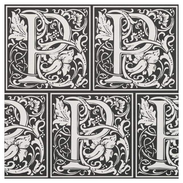 Letter P Mittelalterliche Monogram Art Nouveau Stoff (Muster)