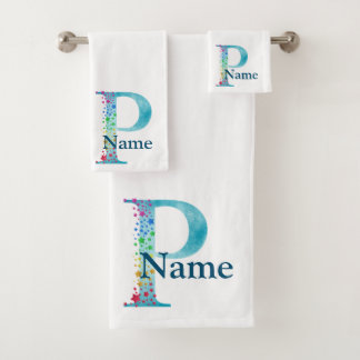 Letter P Monogram Initial Bath Gift Set