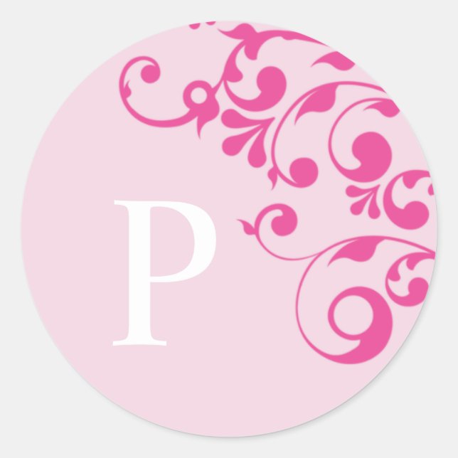Letter P Monogram Pink Wedding Umschlag Aufkleber (Vorderseite)