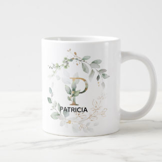 Letter P Monogramm erste Tasse mit Grünreath