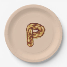 Letter P Pancake Beige Farbpapierplatte Pappteller