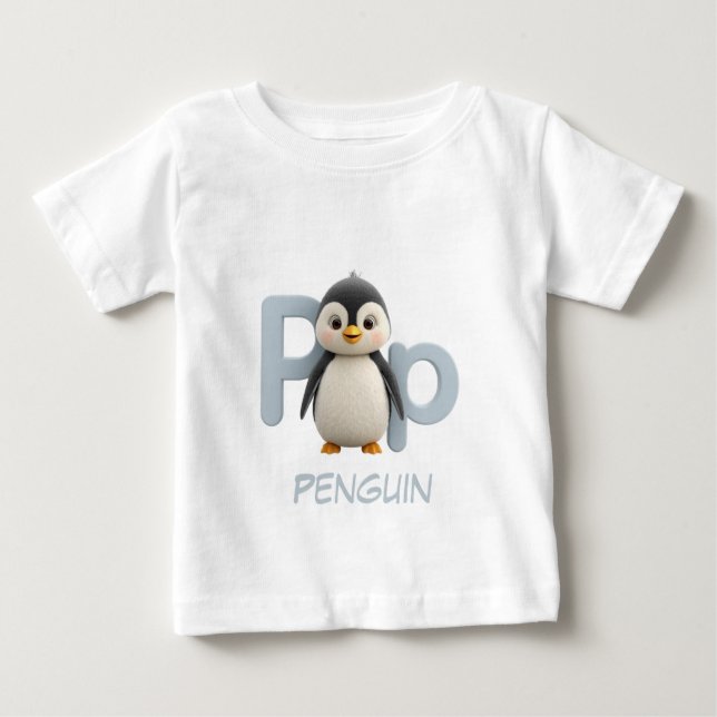 Letter P Penguin Educational Kids T-Shirt | Upperc (Vorderseite)