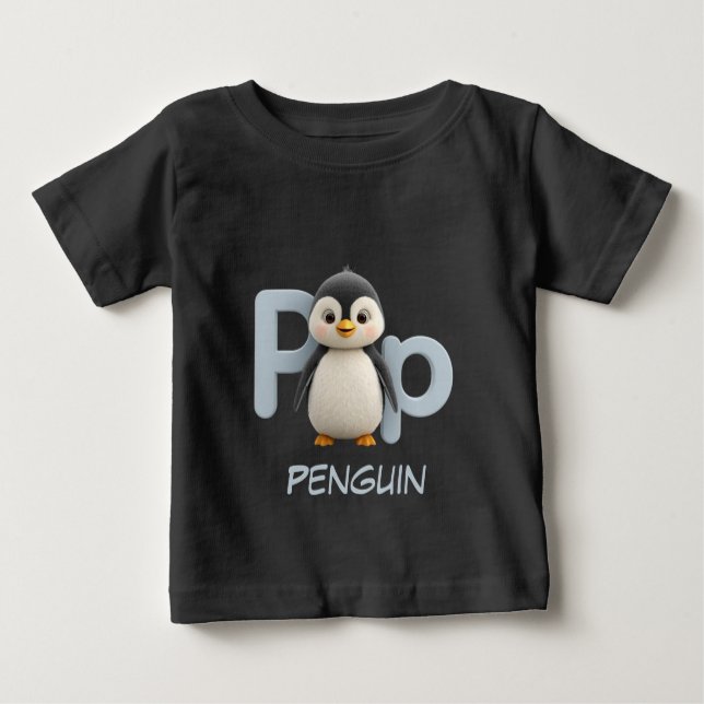 Letter P Penguin Educational Kids T-Shirt | Upperc (Vorderseite)