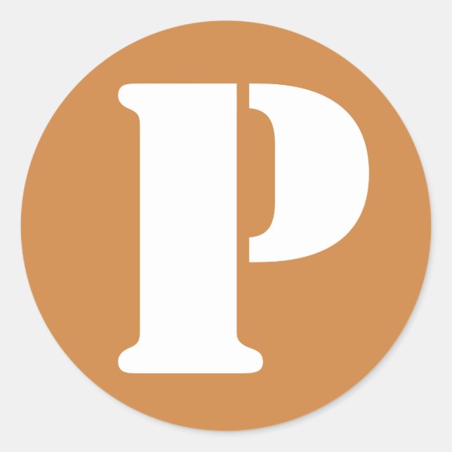 Letter P Peru Gold Stencil Alphabet von Janz Runder Aufkleber (Vorderseite)
