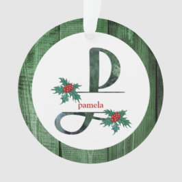 *~* Letter P Rustikales Weihnachtsfest FOTO Holz A Ornament