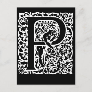 Letter P Schwarze und weiße Monogramm-Karten Postkarte