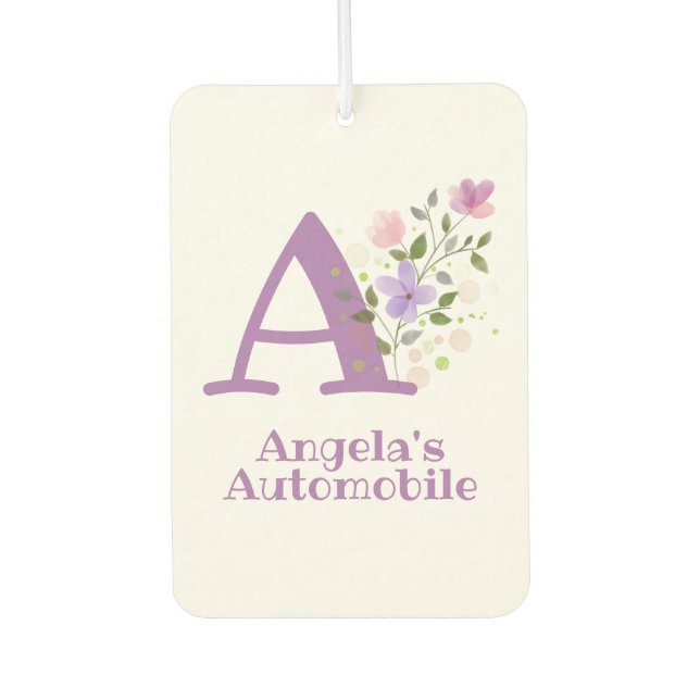 Letter plus Vorname mit Blumenmuster-Auto Autolufterfrischer (Vorderseite)