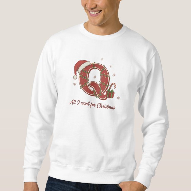 Letter Q Christmas Monogram Design Sweatshirt (Vorderseite)