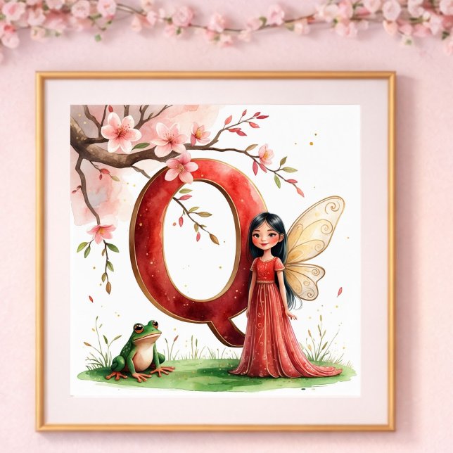 Letter Q Frog Fairy Poster - Chinese Alphabet Art (Von Creator hochgeladen)