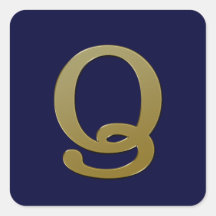 Letter Q Gold Square Sticker