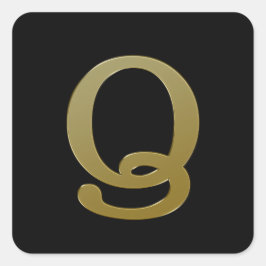 Letter Q Gold Square Sticker
