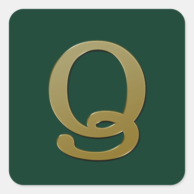 Letter Q Gold Square Sticker (Vorderseite)
